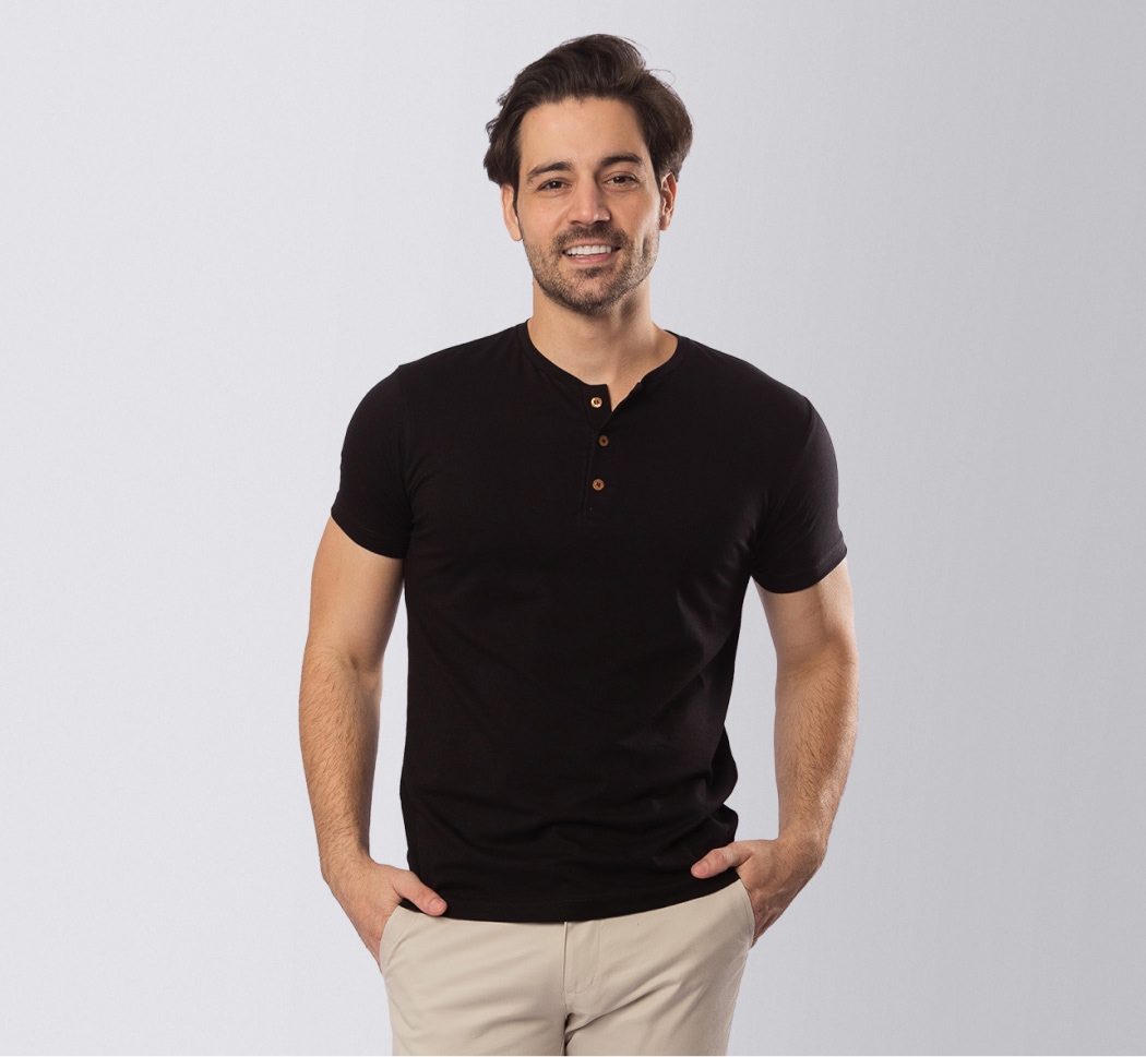 Henley algodão egípcio